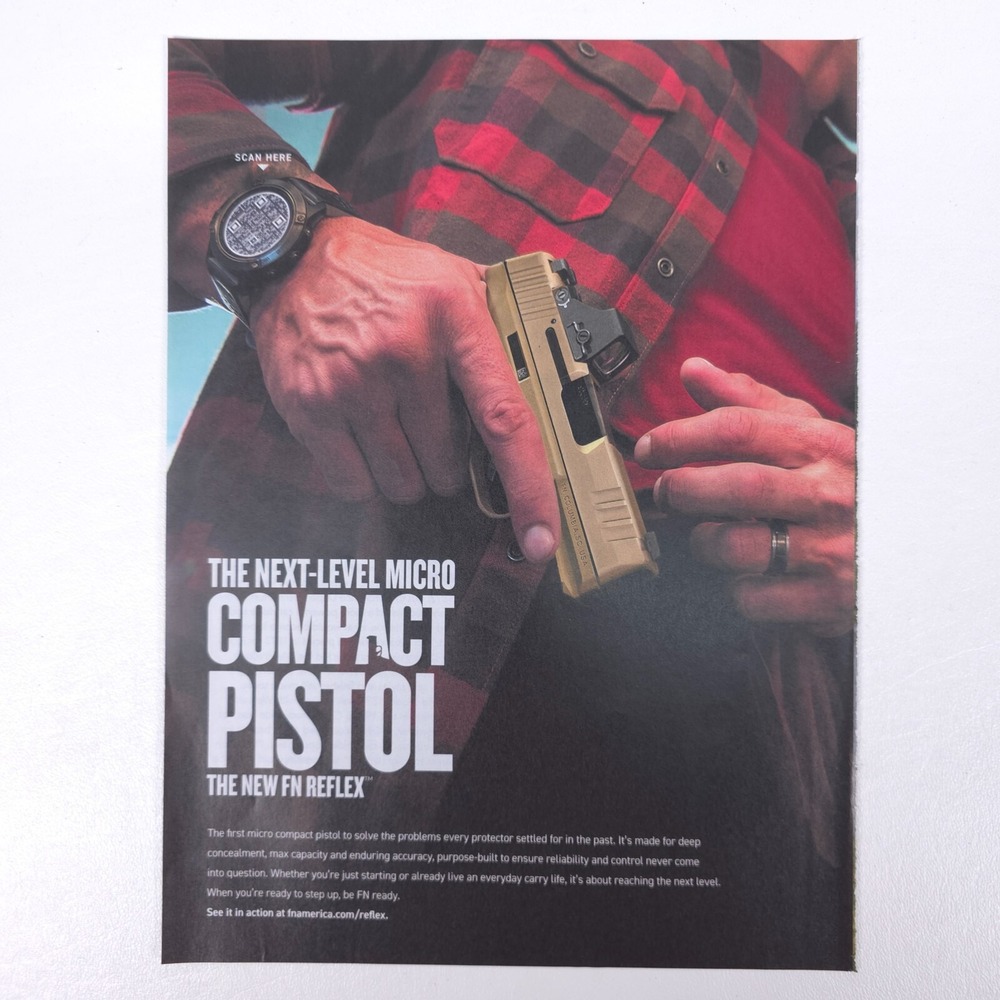 FN Reflex Micro Compact Pistol Print Advertisment EDC Conceal Carry Gun Artwork